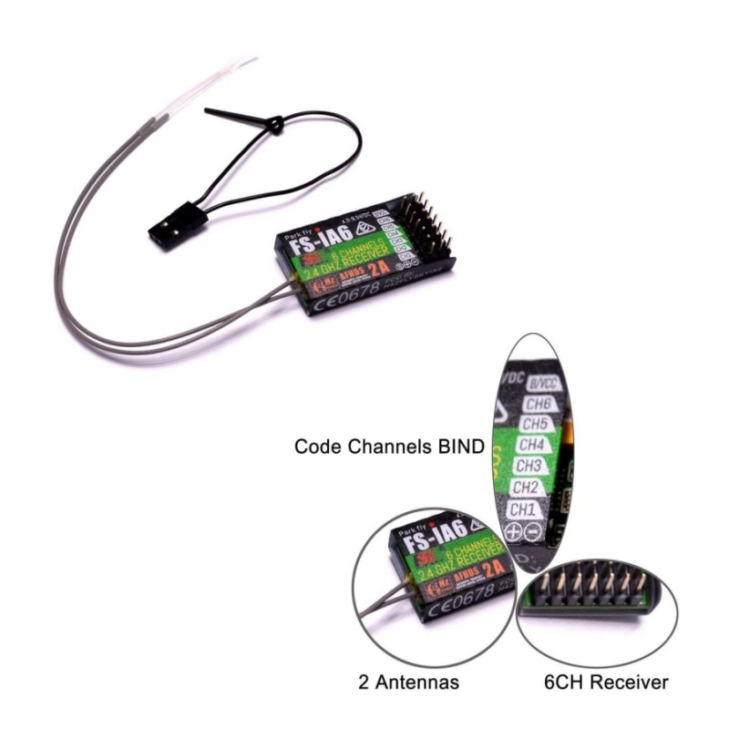 Drone Racing Battery - Receptor Flysky FS-IA6 6CH antena Dual