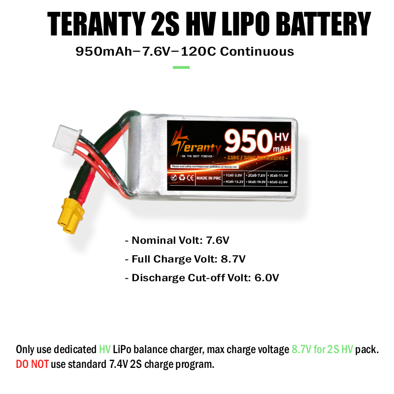 Batería LiPo Teranty 2S HV 7.6 - Drone Racing Charger reseña y precio